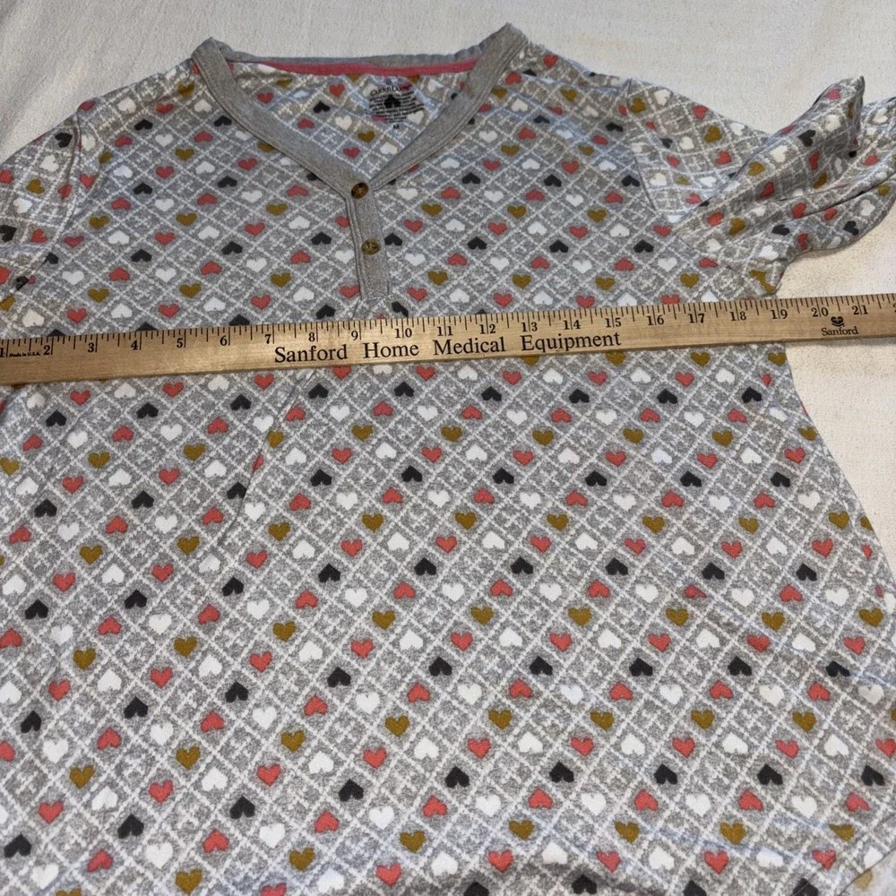Cuddl Duds Two Pc Pajamas Top Pants Heart Print Women's Size‎ M